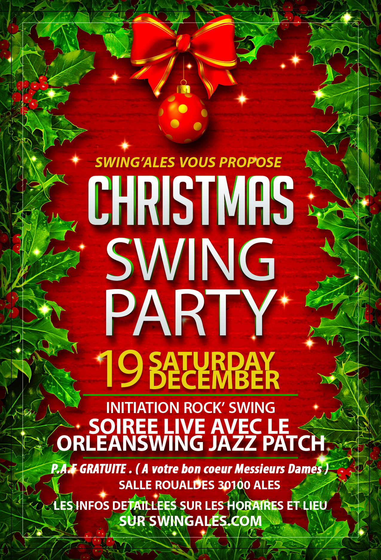 C'est ce soir : CHRISTMAS SWING PARTY- Initiation & SOIREE LIVE Jazz band