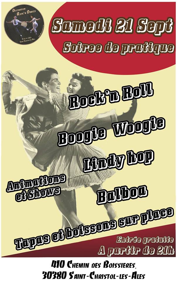 Samedi 21 septembre Soirée pratique Rock Boogie Lindy-hop Balboa